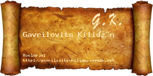 Gavrilovits Kilián névjegykártya
